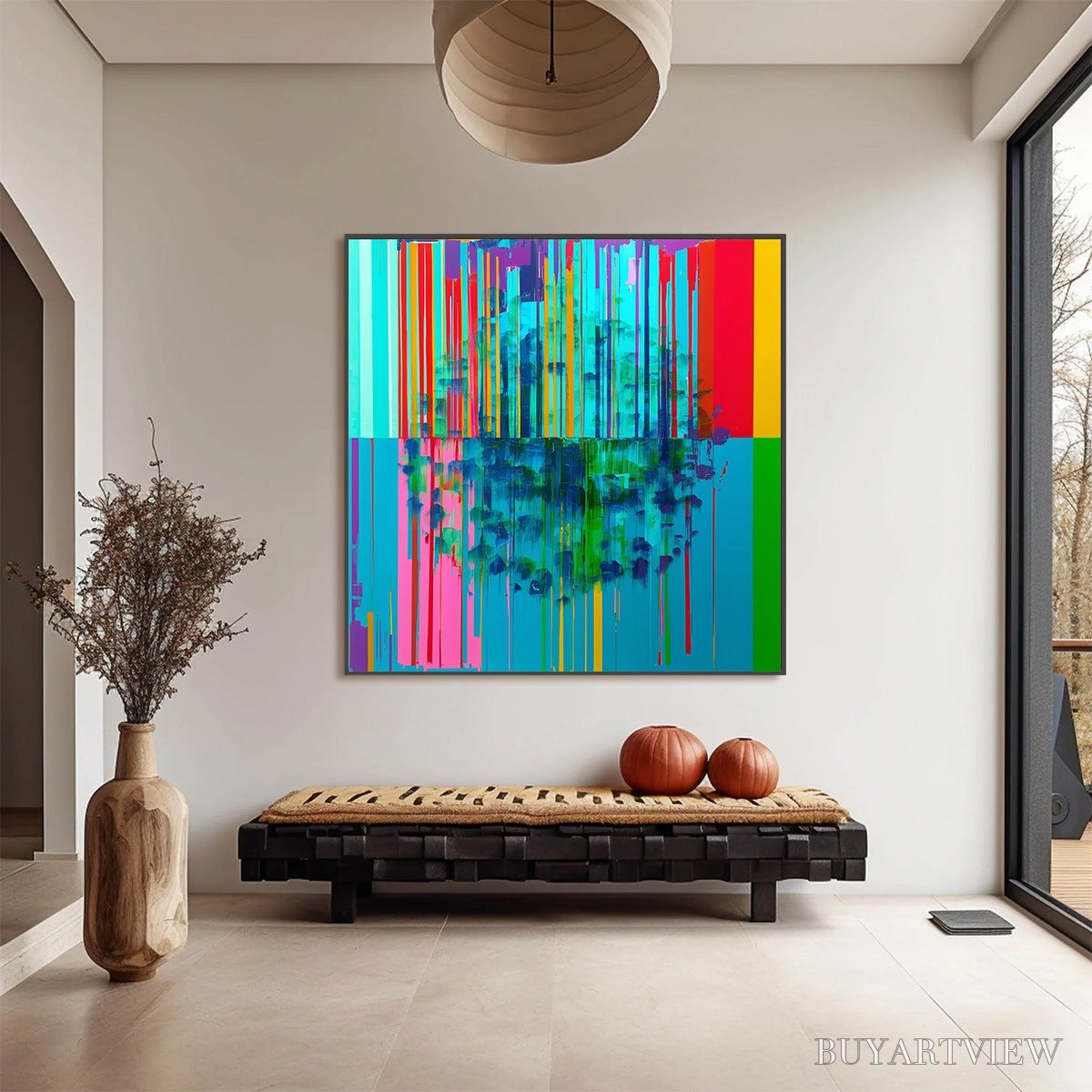 ARTOVITAS Reflected Glitch – Vibrant Abstract Glitch Art Oil Painting - image 2