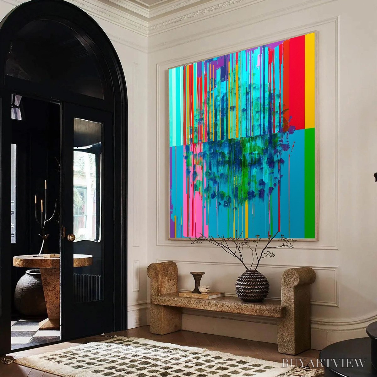 ARTOVITAS Reflected Glitch – Vibrant Abstract Glitch Art Oil Painting - image 3