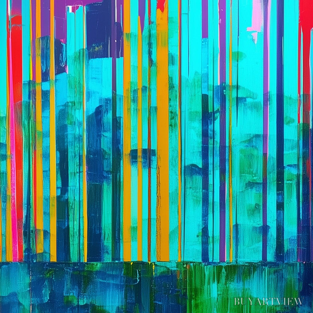 ARTOVITAS Reflected Glitch – Vibrant Abstract Glitch Art Oil Painting - image 4