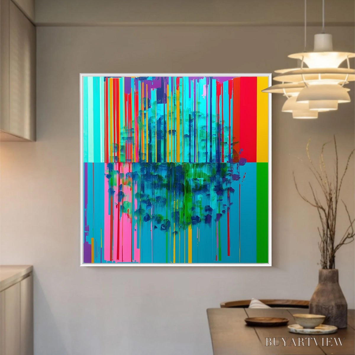 ARTOVITAS Reflected Glitch – Vibrant Abstract Glitch Art Oil Painting - image 5