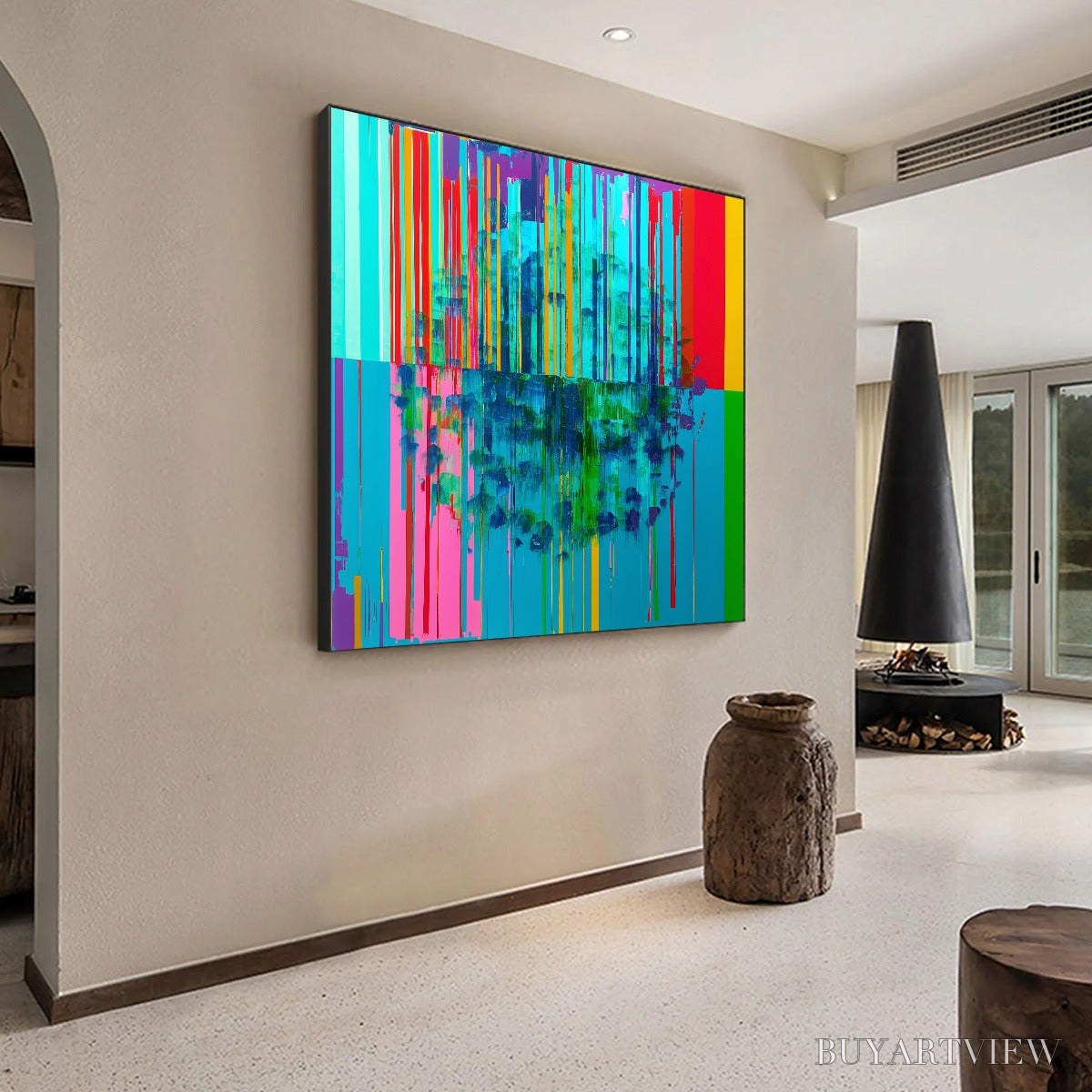ARTOVITAS Reflected Glitch – Vibrant Abstract Glitch Art Oil Painting - image 6