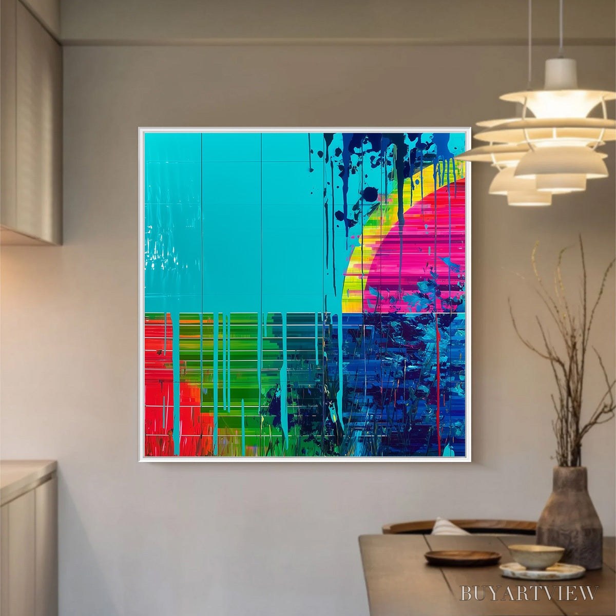 ARTOVITAS Melting Horizon – Vibrant Abstract Glitch Art Oil Painting - image 2