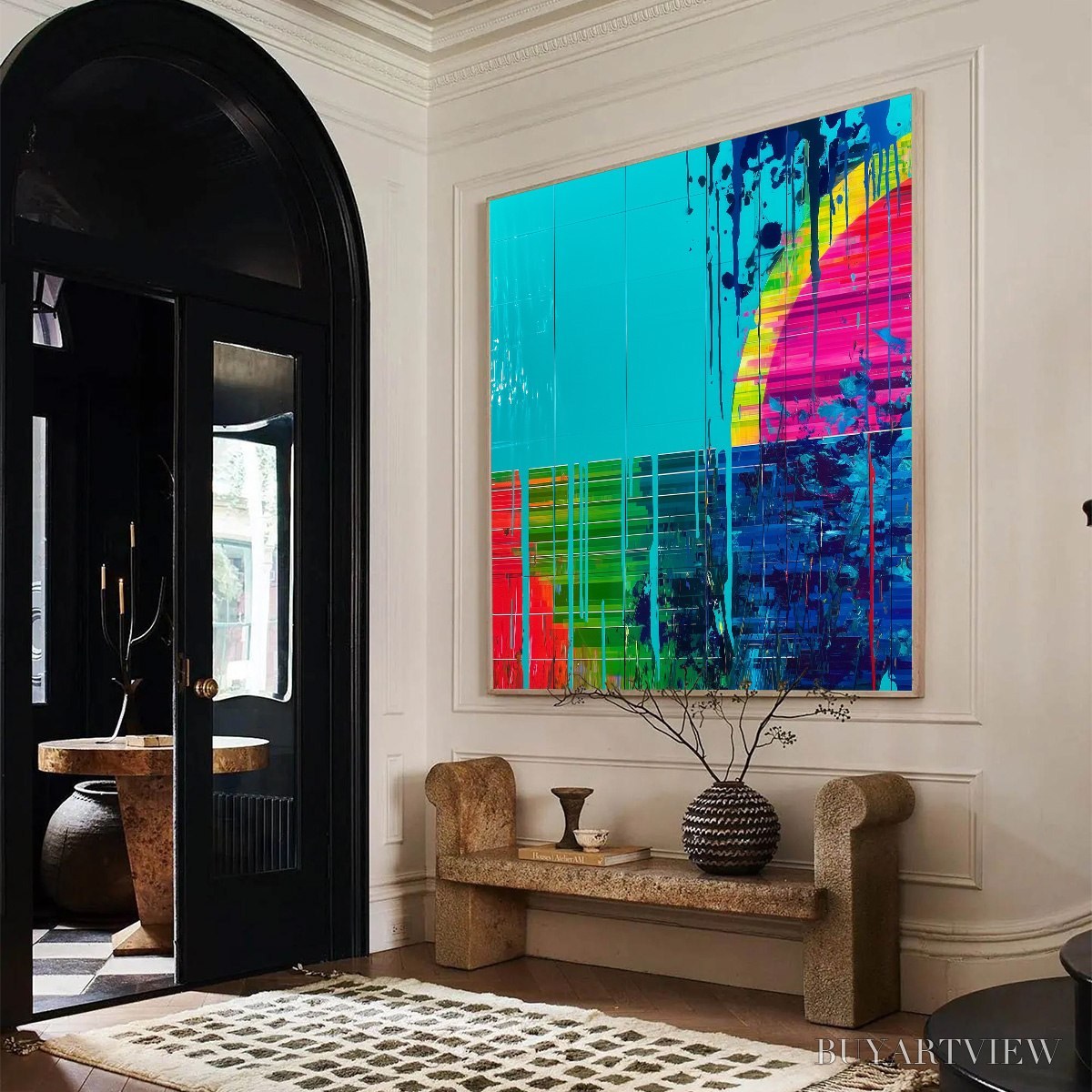 ARTOVITAS Melting Horizon – Vibrant Abstract Glitch Art Oil Painting - image 3