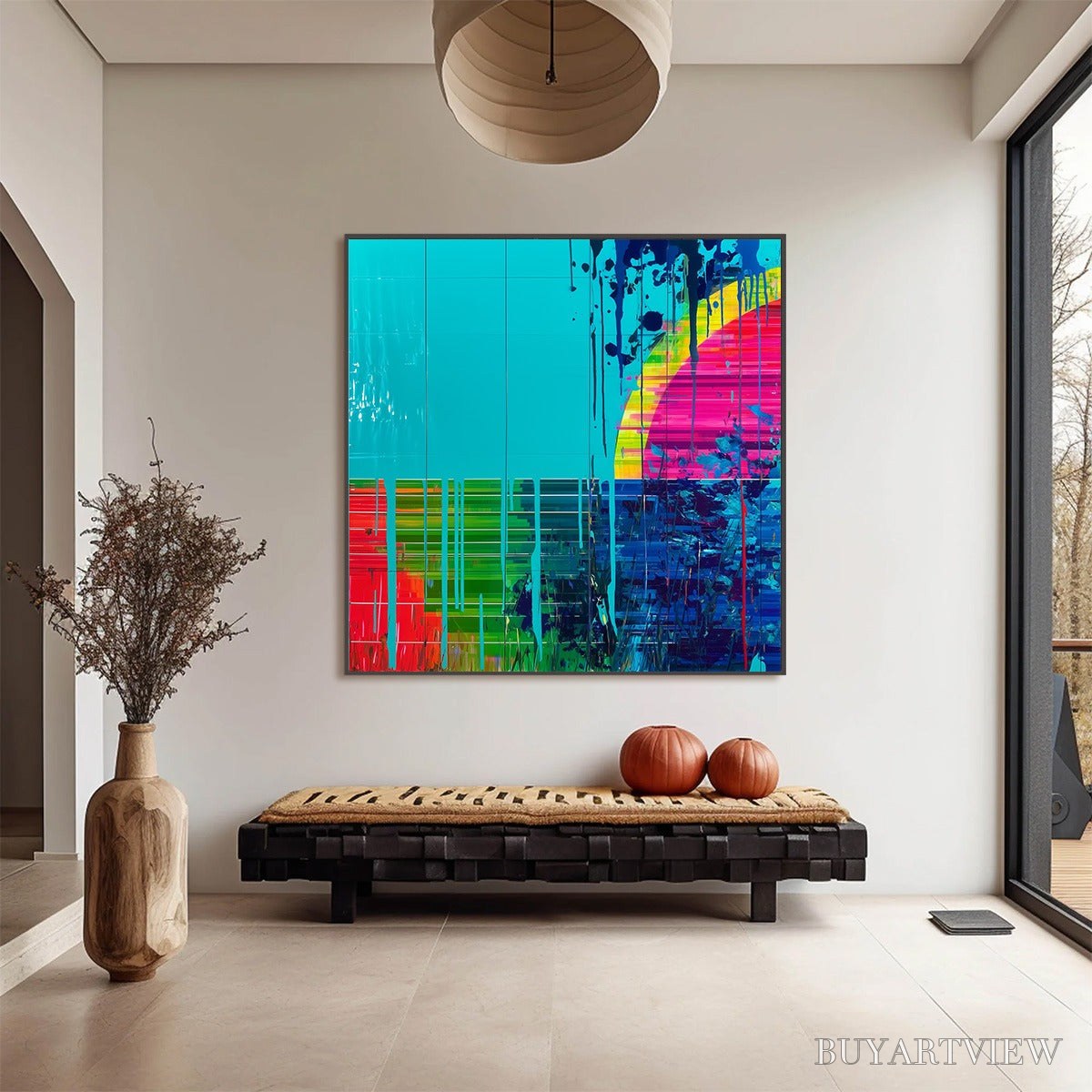 ARTOVITAS Melting Horizon – Vibrant Abstract Glitch Art Oil Painting - image 4