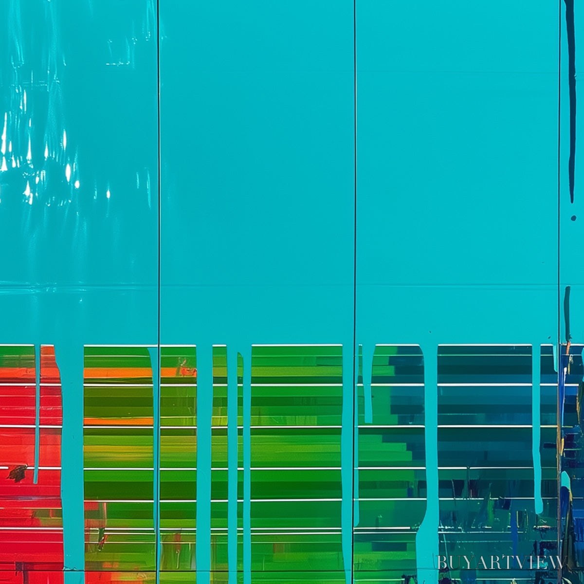 ARTOVITAS Melting Horizon – Vibrant Abstract Glitch Art Oil Painting - image 6