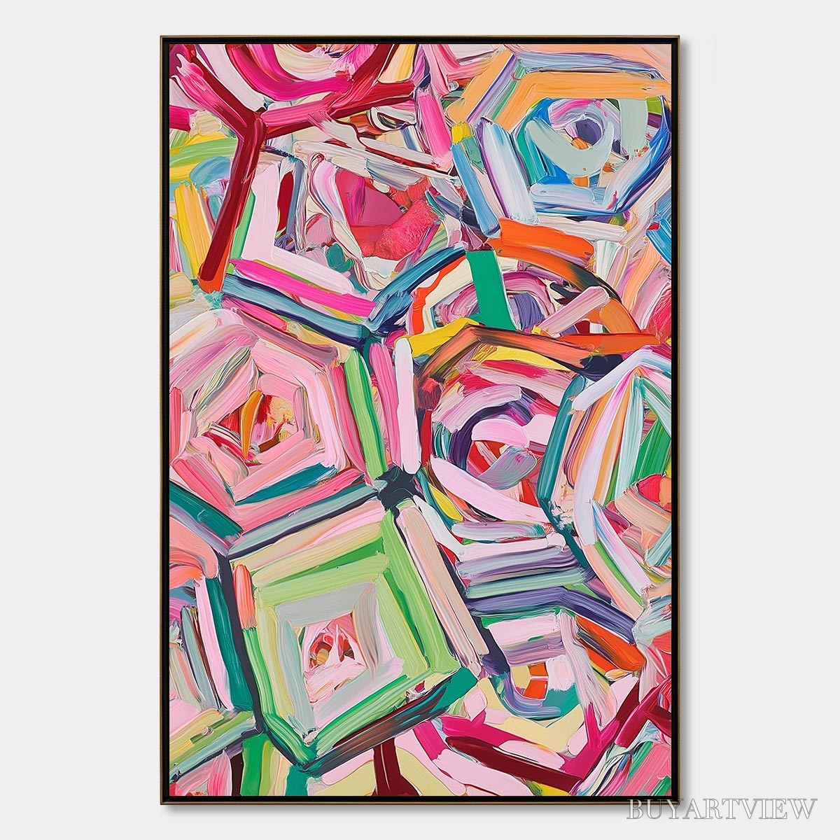 ARTOVITAS Hexagonal Harmony Textured Abstract Impasto Oil Painting - image 1