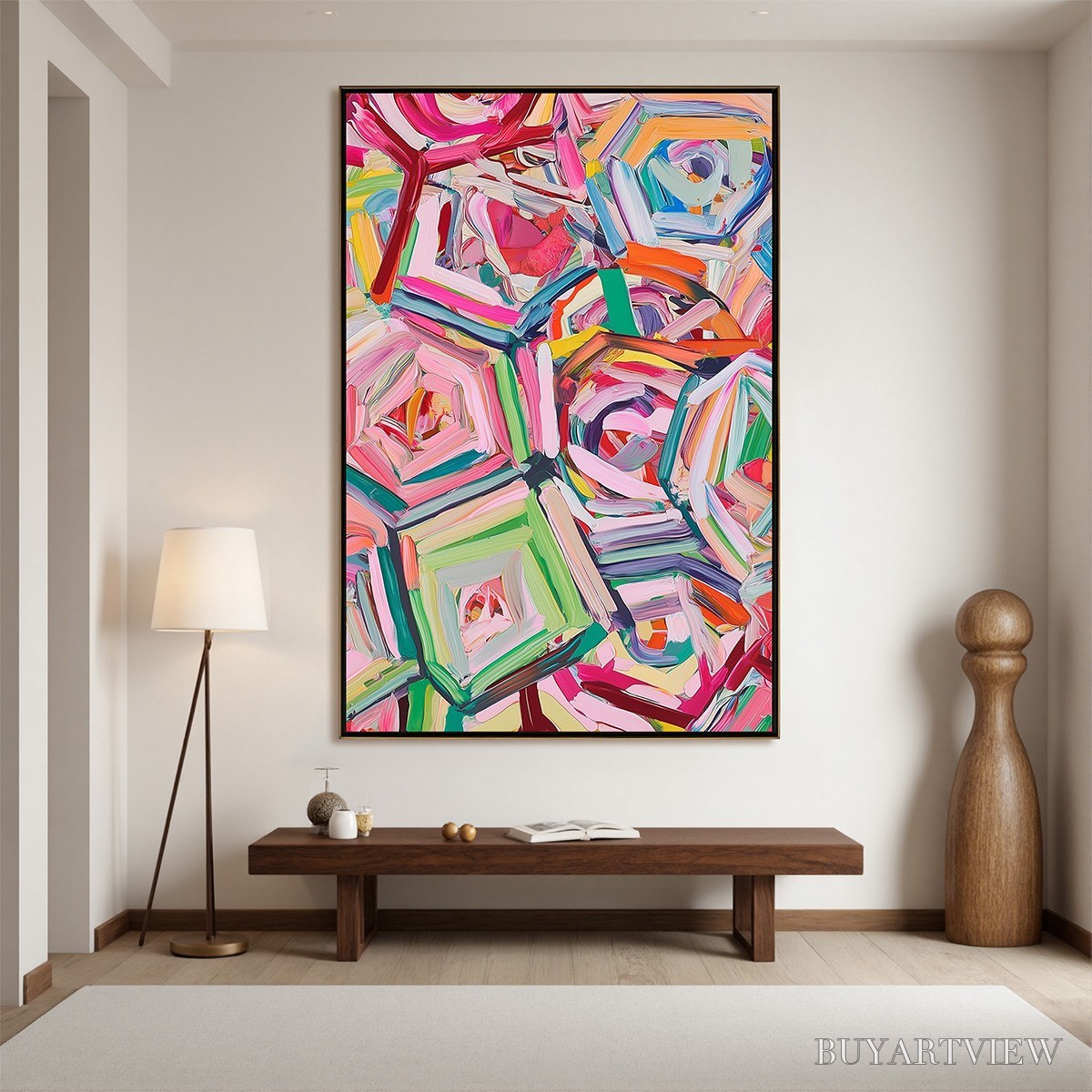ARTOVITAS Hexagonal Harmony Textured Abstract Impasto Oil Painting - image 2