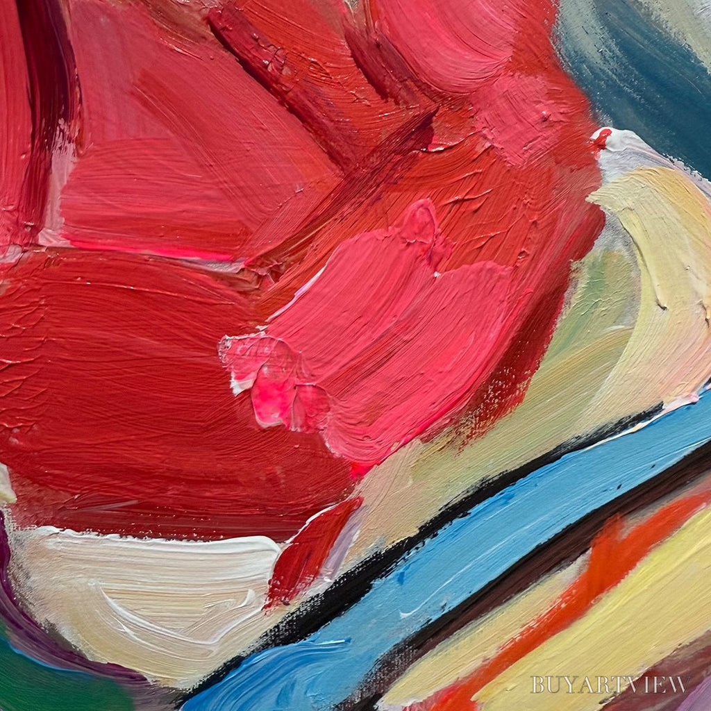 ARTOVITAS Hexagonal Harmony Textured Abstract Impasto Oil Painting - image 3