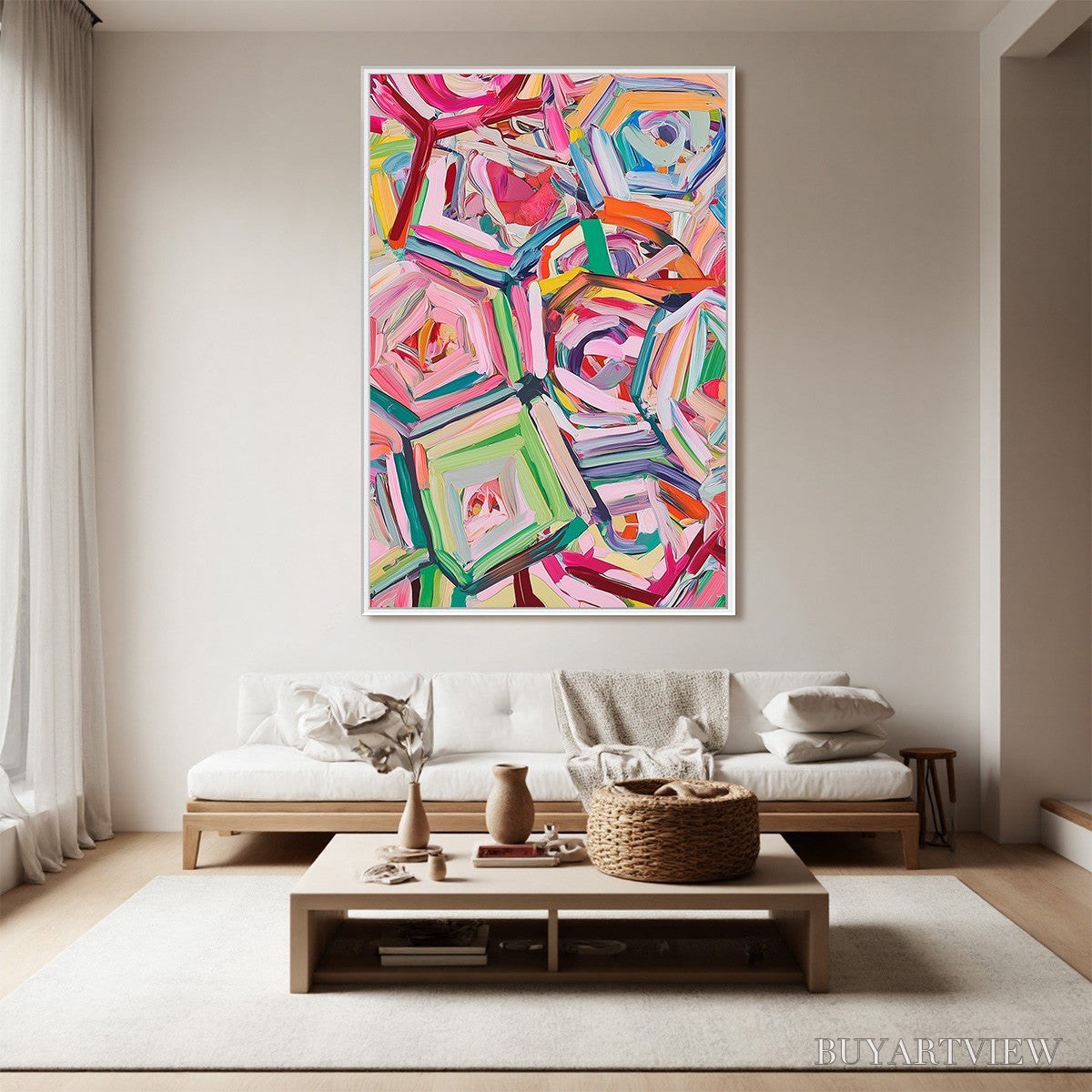 ARTOVITAS Hexagonal Harmony Textured Abstract Impasto Oil Painting - image 5