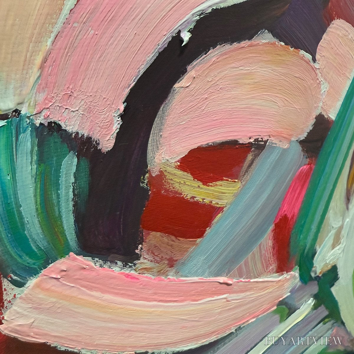 ARTOVITAS Hexagonal Harmony Textured Abstract Impasto Oil Painting - image 6