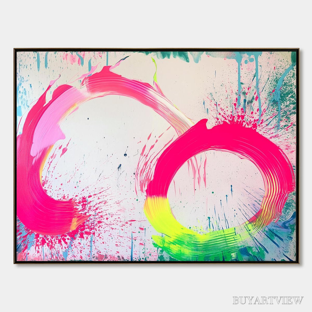 ARTOVITAS Neon Bloom – Vibrant Abstract Acrylic Painting - image 1