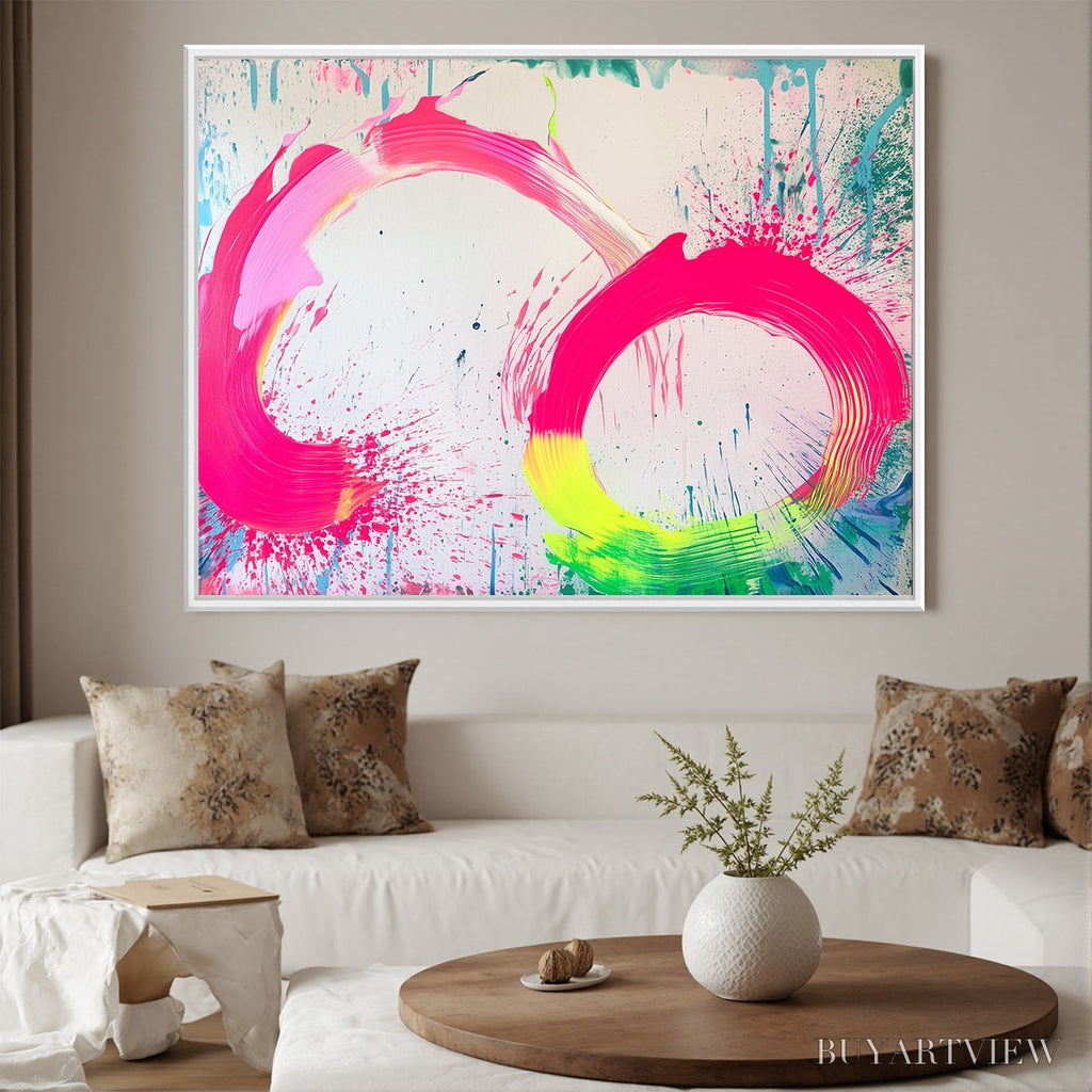 ARTOVITAS Neon Bloom – Vibrant Abstract Acrylic Painting - image 2