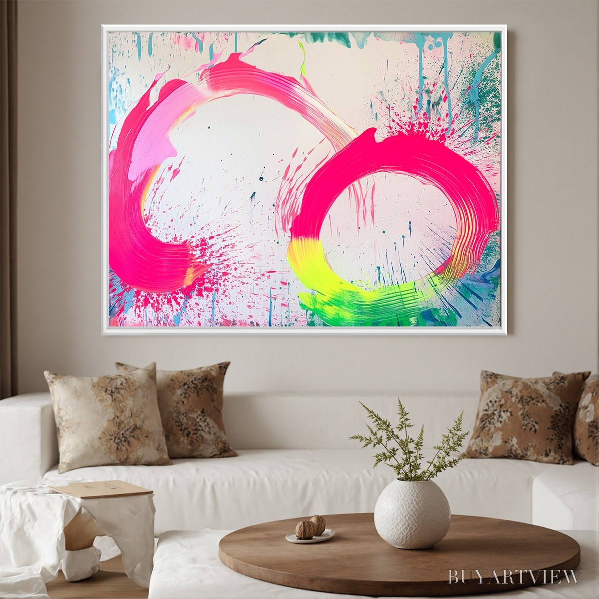ARTOVITAS Neon Bloom – Vibrant Abstract Acrylic Painting - image 2