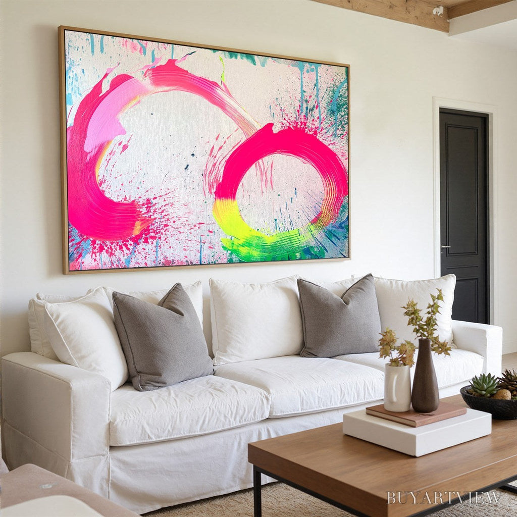 ARTOVITAS Neon Bloom – Vibrant Abstract Acrylic Painting - image 3