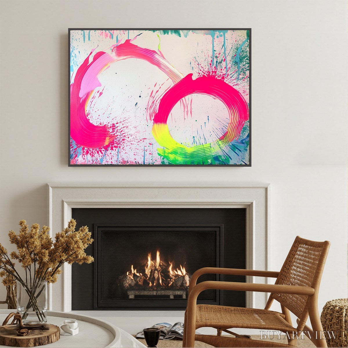 ARTOVITAS Neon Bloom – Vibrant Abstract Acrylic Painting - image 4