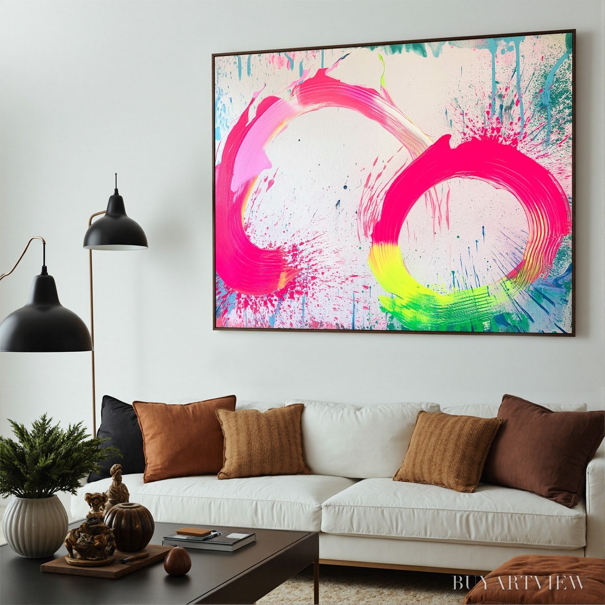 ARTOVITAS Neon Bloom – Vibrant Abstract Acrylic Painting - image 5