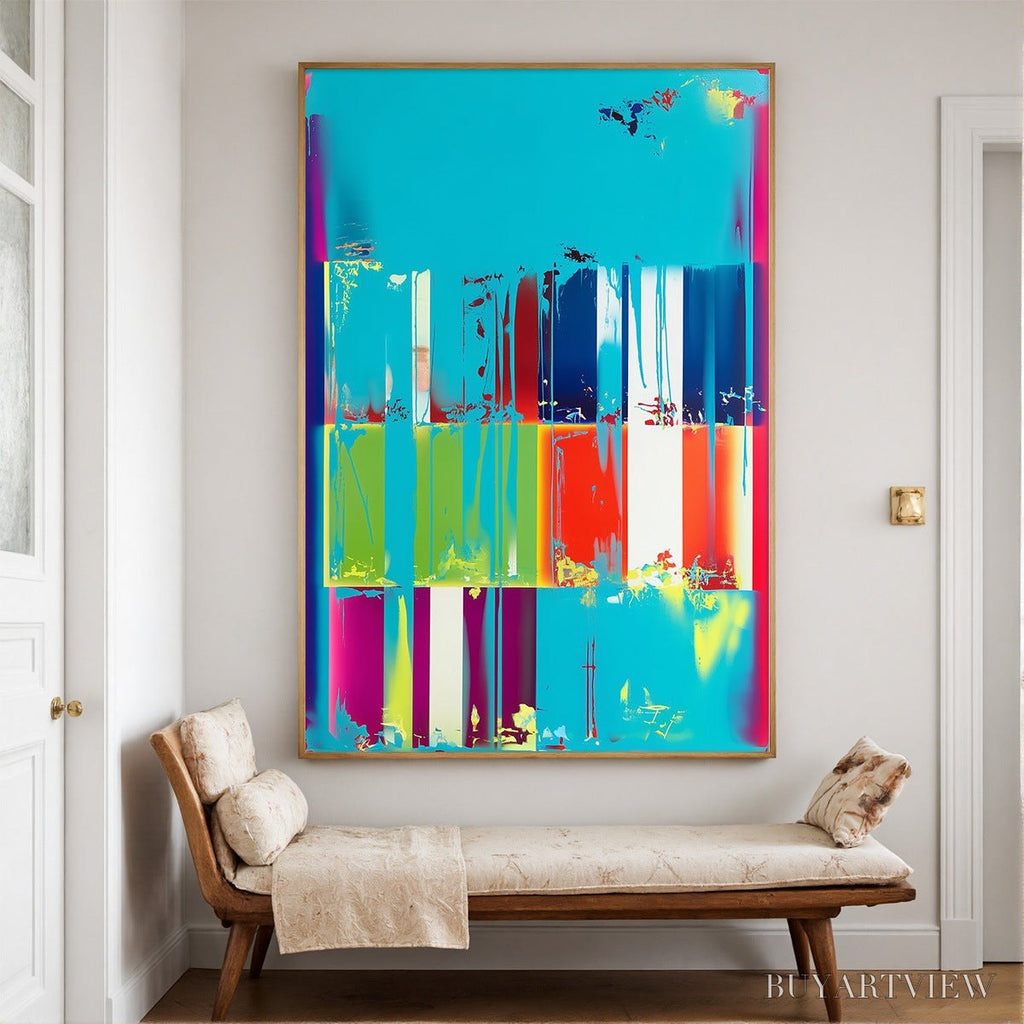 ARTOVITAS Pixelated Paradise – Vibrant Abstract Glitch Art Oil Painting - image 2
