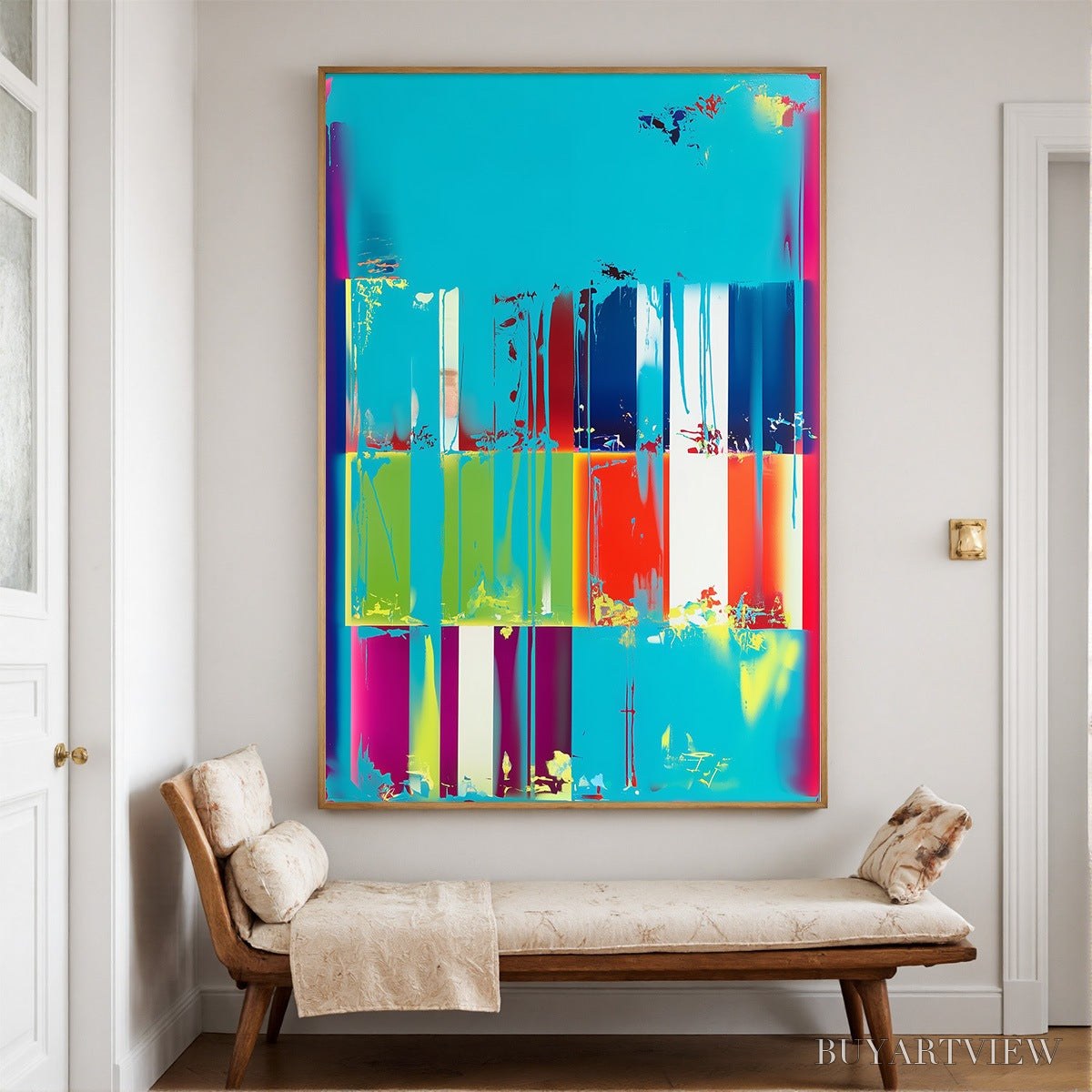 ARTOVITAS Pixelated Paradise – Vibrant Abstract Glitch Art Oil Painting - image 2