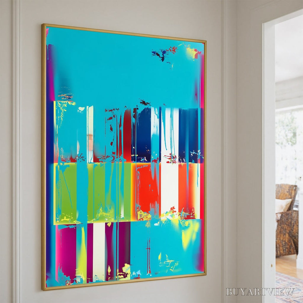 ARTOVITAS Pixelated Paradise – Vibrant Abstract Glitch Art Oil Painting - image 5
