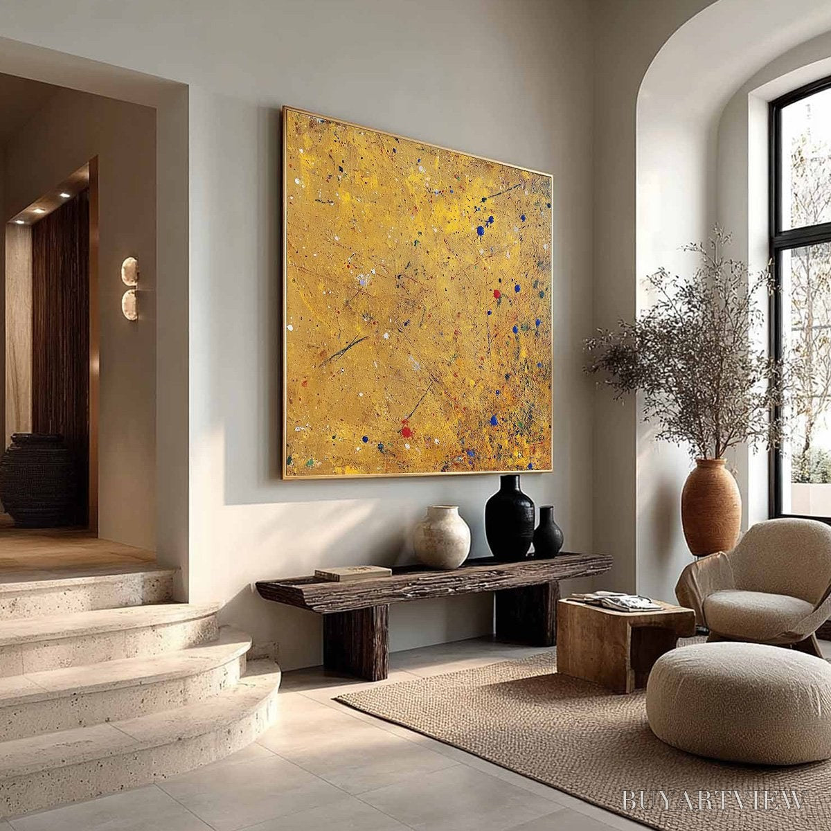 ARTOVITAS Golden Chorus – Abstract Expressionist Oil Painting - image 3