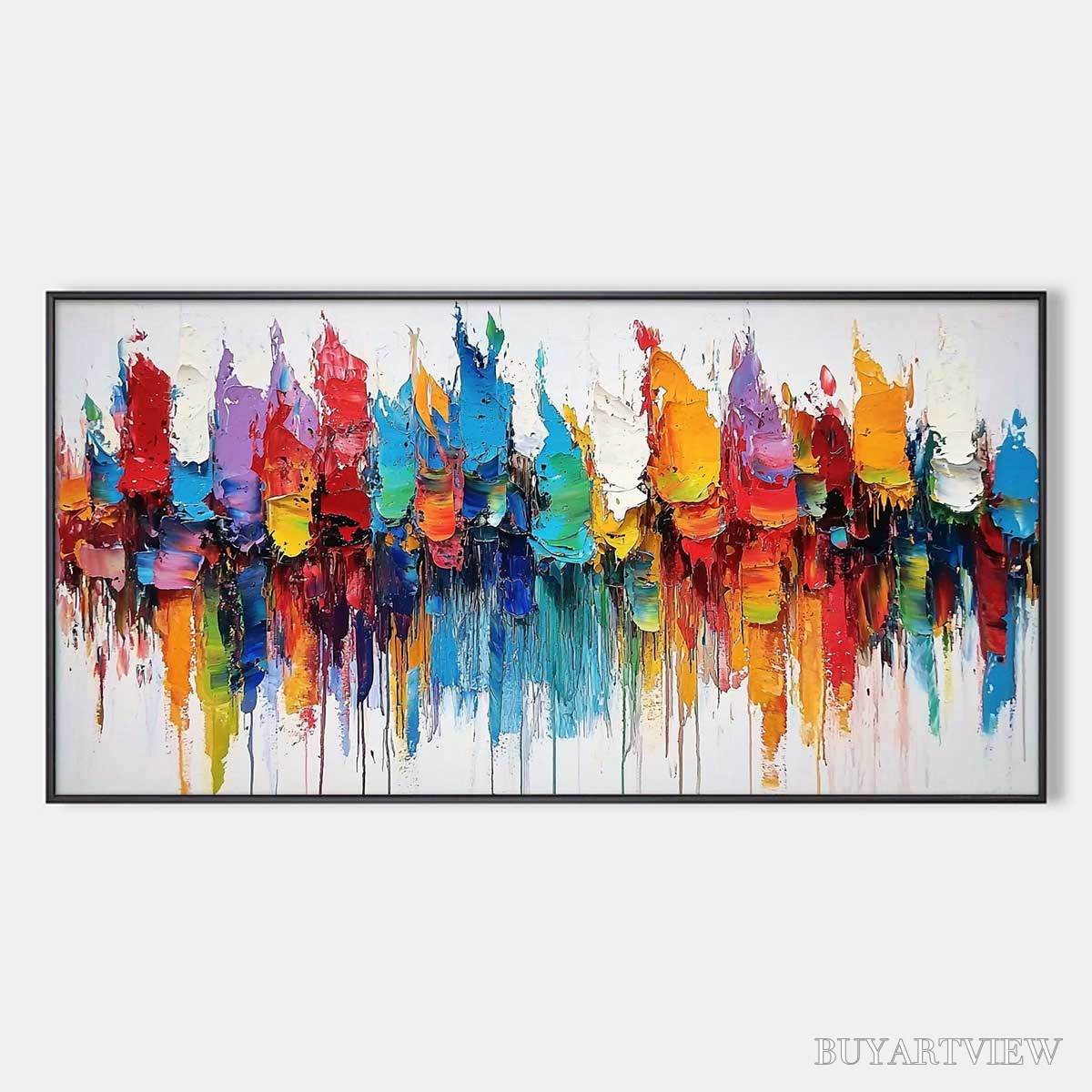 ARTOVITAS Colorfalls – Panoramic Abstract Oil Painting in Vibrant Hues - image 1