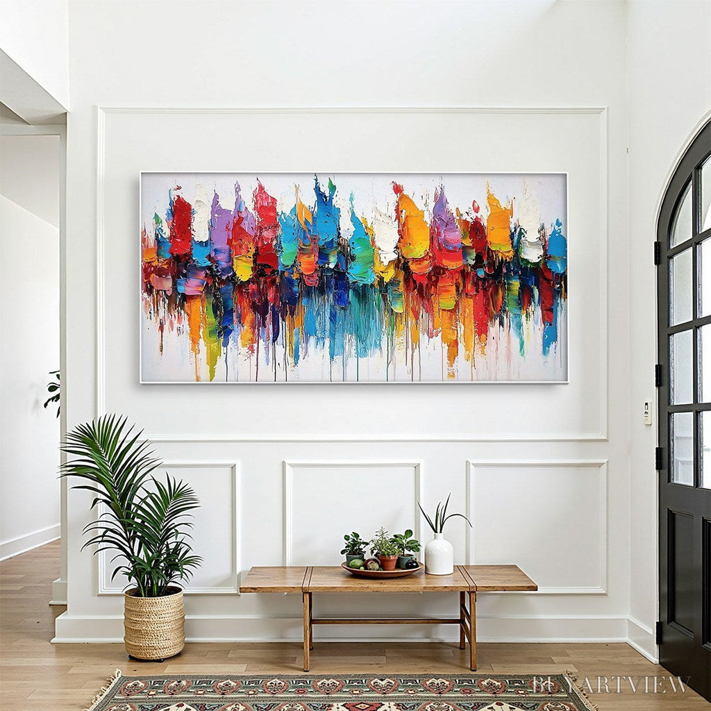 ARTOVITAS Colorfalls – Panoramic Abstract Oil Painting in Vibrant Hues - image 2