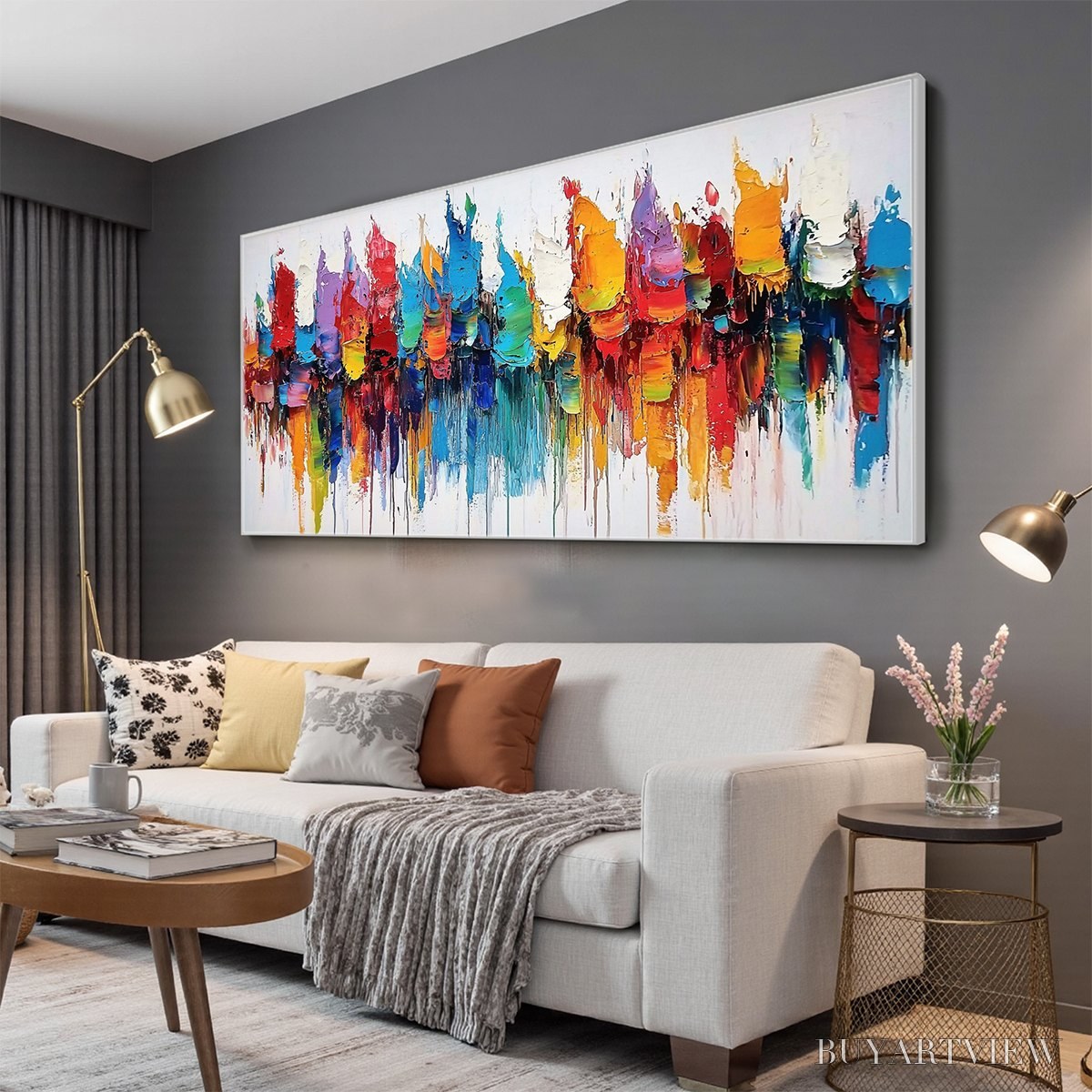 ARTOVITAS Colorfalls – Panoramic Abstract Oil Painting in Vibrant Hues - image 4