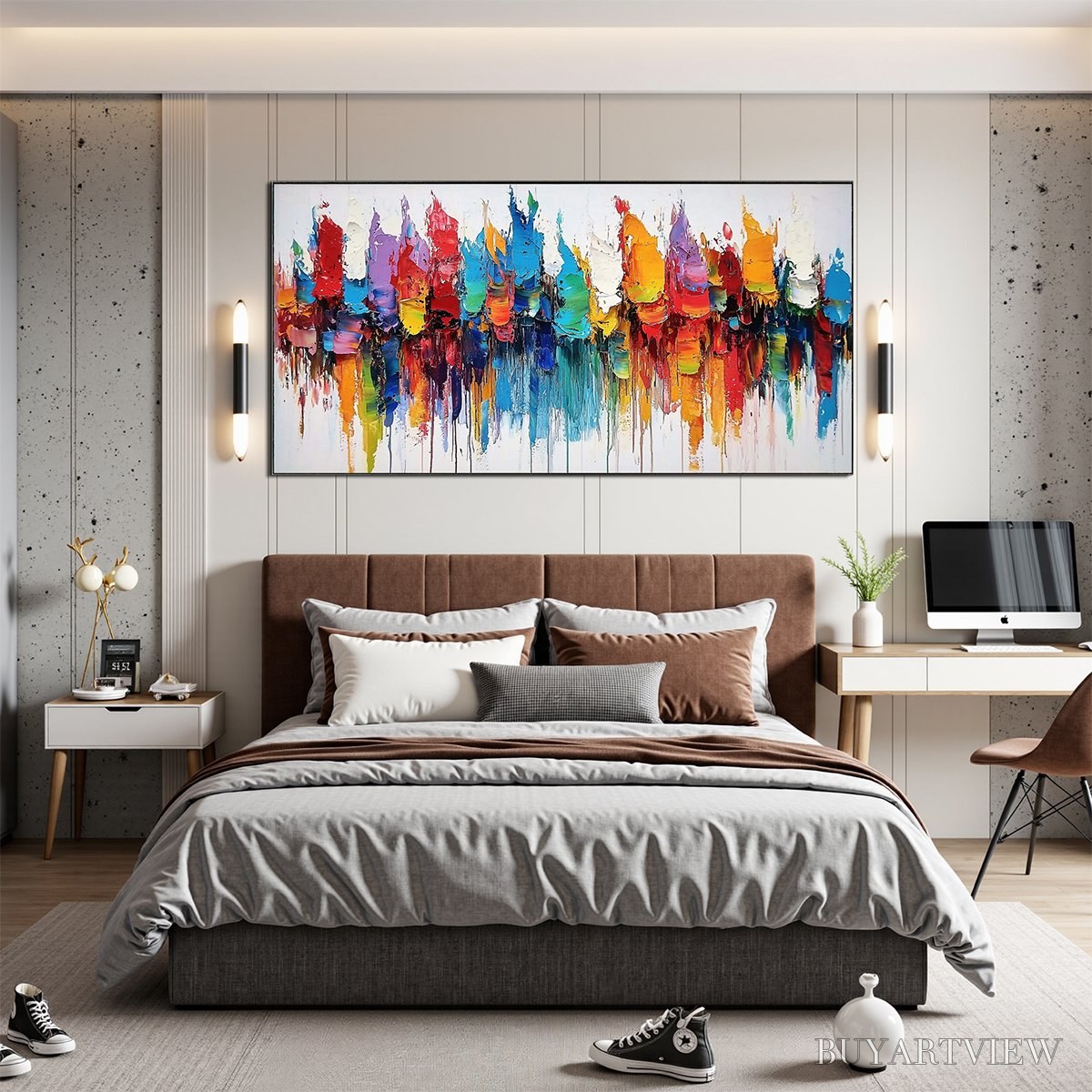 ARTOVITAS Colorfalls – Panoramic Abstract Oil Painting in Vibrant Hues - image 5