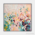 ARTOVITAS Confetti Dream – Abstract Colorful Oil Painting in Pink, Teal, and Gold - image 1
