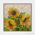 ARTOVITAS Golden Trio – Impasto Sunflower Oil Painting in Vibrant Yellows - image 1