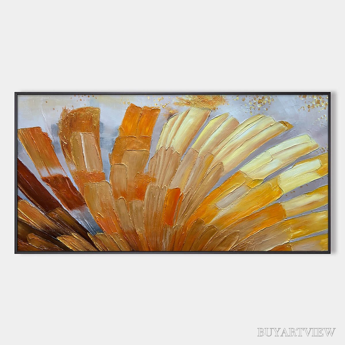 ARTOVITAS Golden Radiance – Abstract Gold Textured Impasto Oil Painting - image 1