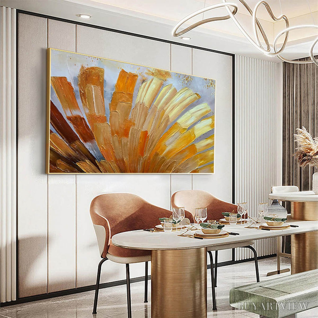 ARTOVITAS Golden Radiance – Abstract Gold Textured Impasto Oil Painting - image 4