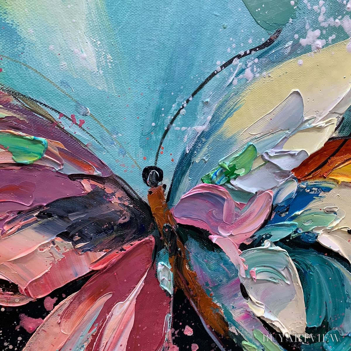 ARTOVITAS Metamorphosis – Textured Impasto Colorful Butterfly Oil Painting - image 3
