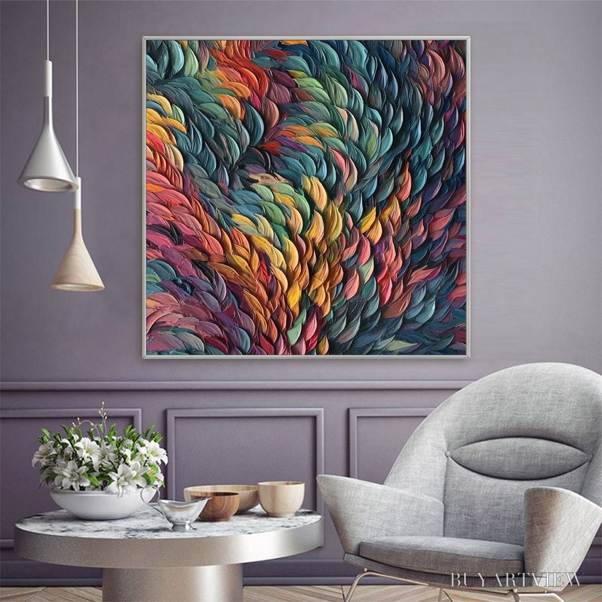 ARTOVITAS Chroma Whirl – Textured Impasto Oil Painting in Vibrant Multicolor - image 5