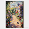 ARTOVITAS Windmill Way – Charming Village Garden Path Oil Painting - image 1