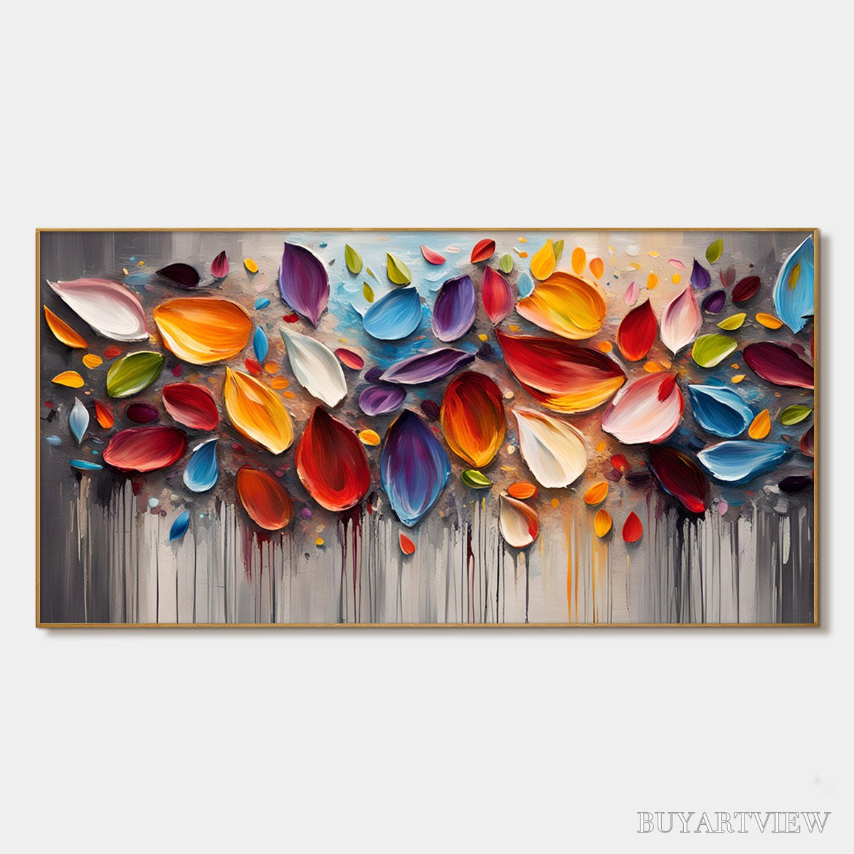 ARTOVITAS Autumn Rain – Textured Impasto Leaf Fall Oil Painting - image 1