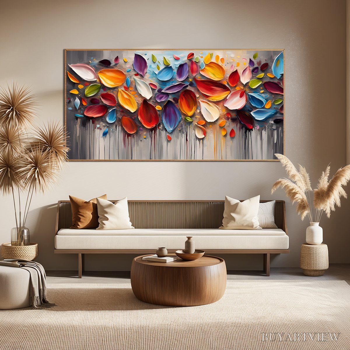 ARTOVITAS Autumn Rain – Textured Impasto Leaf Fall Oil Painting - image 2