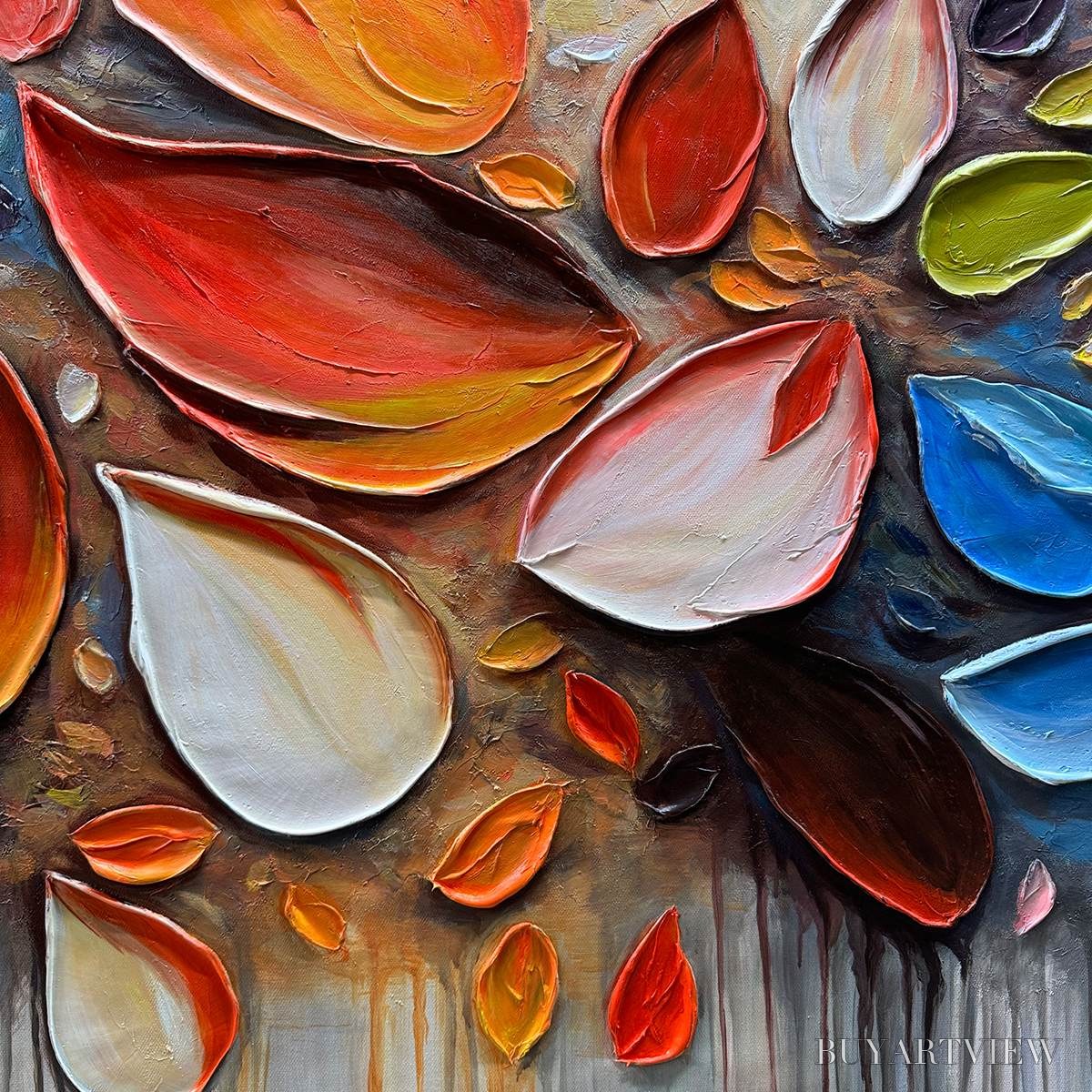 ARTOVITAS Autumn Rain – Textured Impasto Leaf Fall Oil Painting - image 3