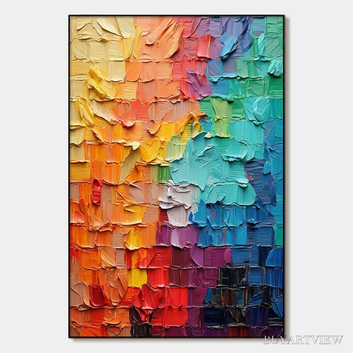 ARTOVITAS Spectrum Mosaic – Textured Impasto Abstract Oil Painting - image 1