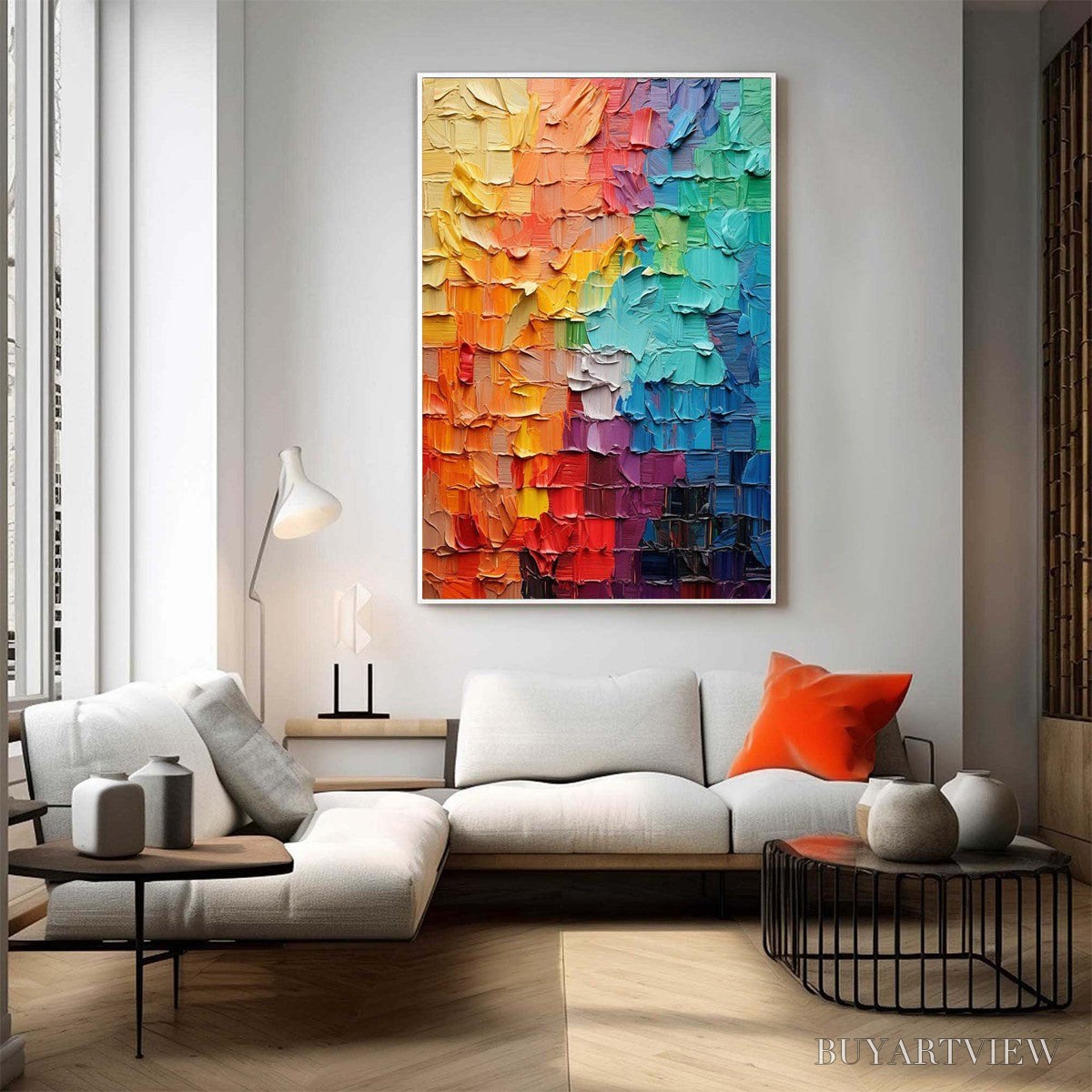 ARTOVITAS Spectrum Mosaic – Textured Impasto Abstract Oil Painting - image 2
