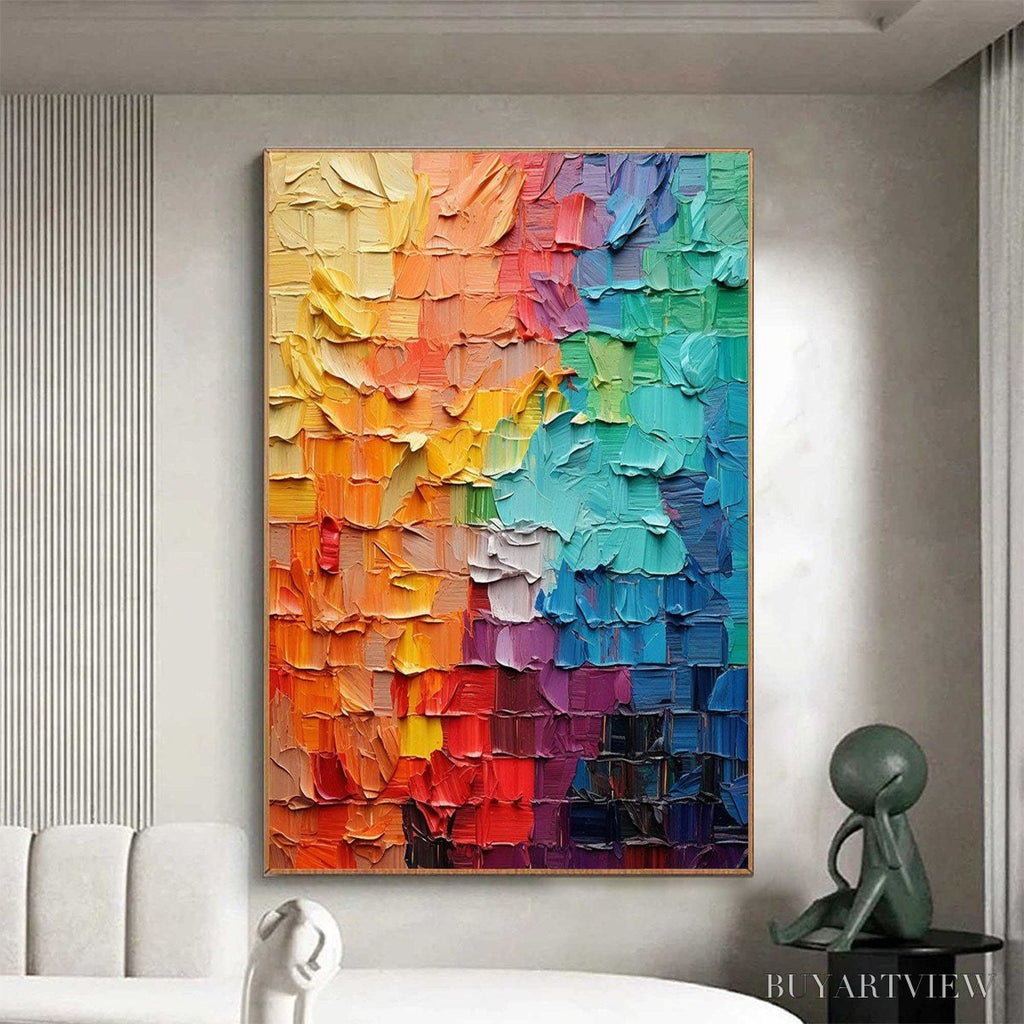 ARTOVITAS Spectrum Mosaic – Textured Impasto Abstract Oil Painting - image 4