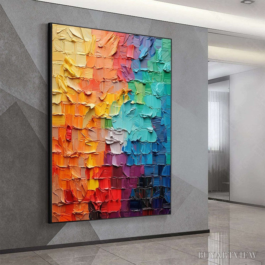 ARTOVITAS Spectrum Mosaic – Textured Impasto Abstract Oil Painting - image 5