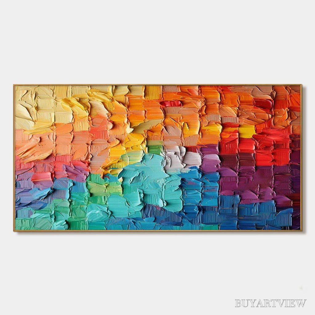 ARTOVITAS Rainbow Harmony – Textured Impasto Abstract Oil Painting - image 1