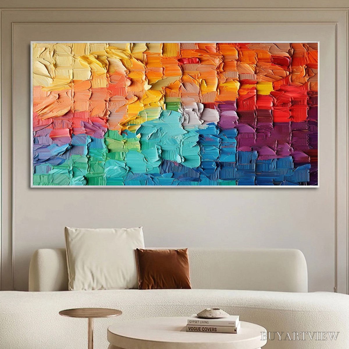 ARTOVITAS Rainbow Harmony – Textured Impasto Abstract Oil Painting - image 2