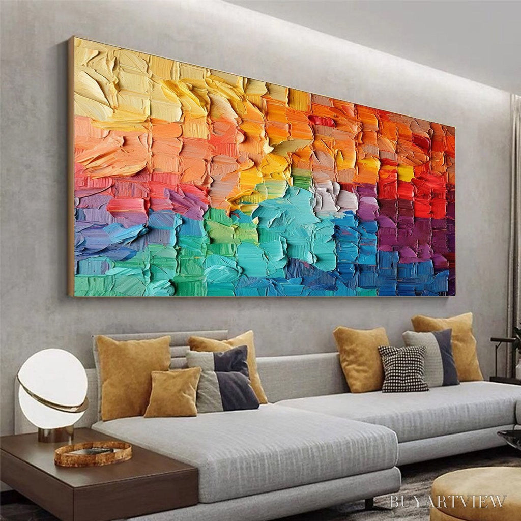 ARTOVITAS Rainbow Harmony – Textured Impasto Abstract Oil Painting - image 4