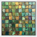 ARTOVITAS Emerald Mosaic – Textured Abstract Green and Gold Oil Painting - image 1