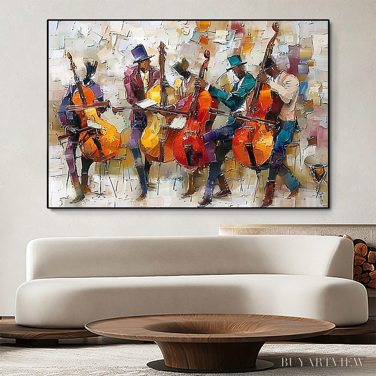 ARTOVITAS Cellos in Harmony – Textured Musicians Oil Painting - image 2