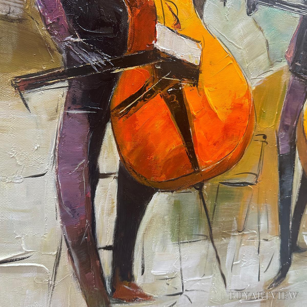 ARTOVITAS Cellos in Harmony – Textured Musicians Oil Painting - image 3