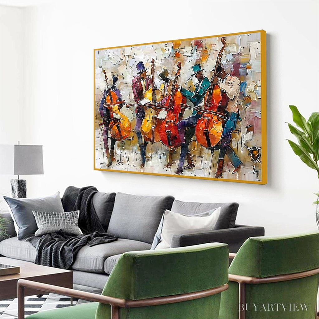 ARTOVITAS Cellos in Harmony – Textured Musicians Oil Painting - image 4