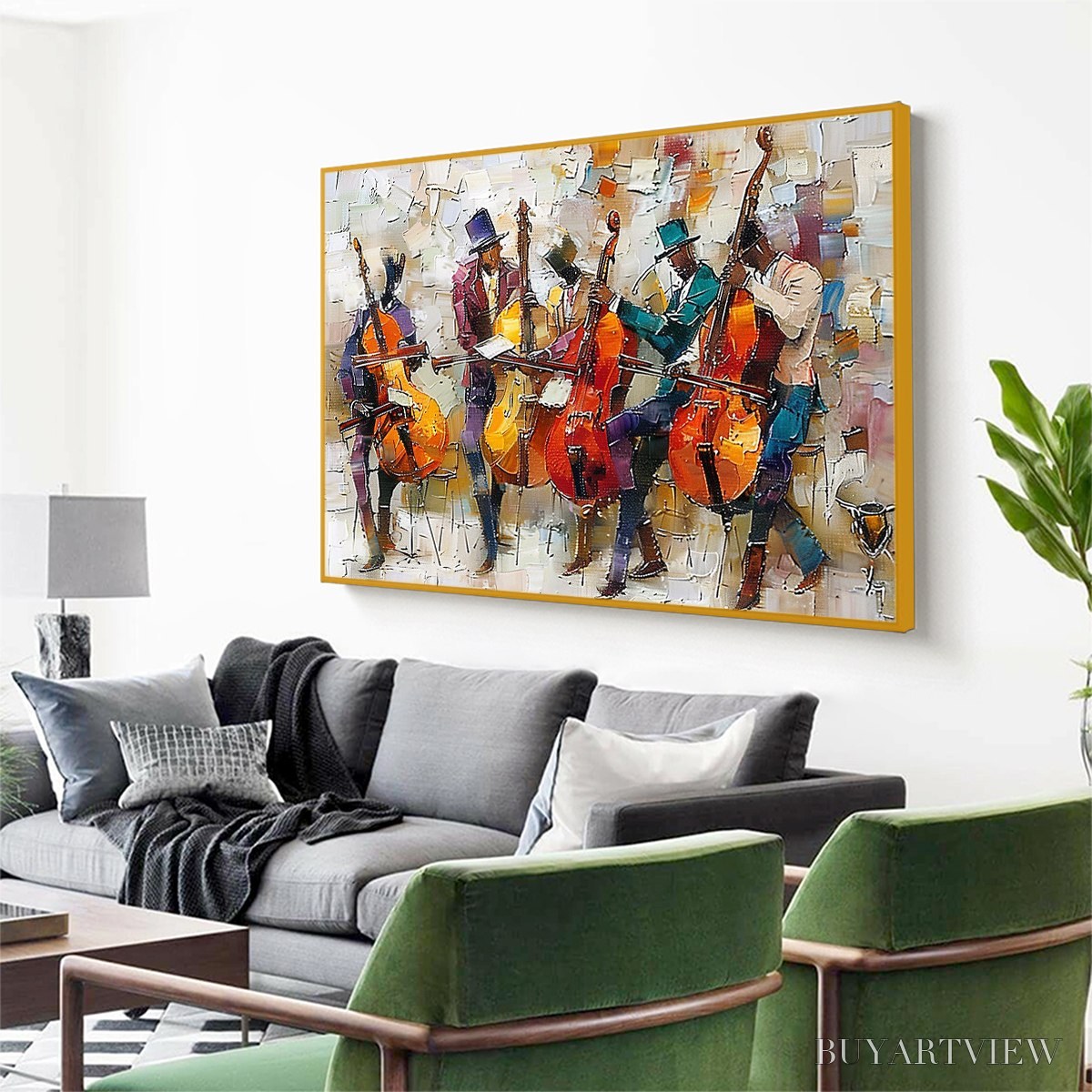 ARTOVITAS Cellos in Harmony – Textured Musicians Oil Painting - image 4